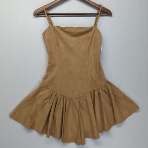 NWT Altard State Lumiere Camel Brown Suede Like Mesh Corset Mini Dress XS